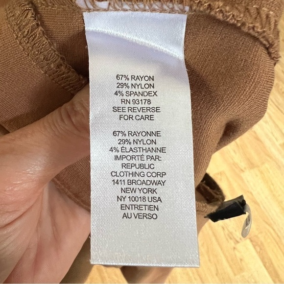 Tahari: Camel Colored Stretch Business Trouser Straight Leg Leggings Size Small - Picture 6 of 8